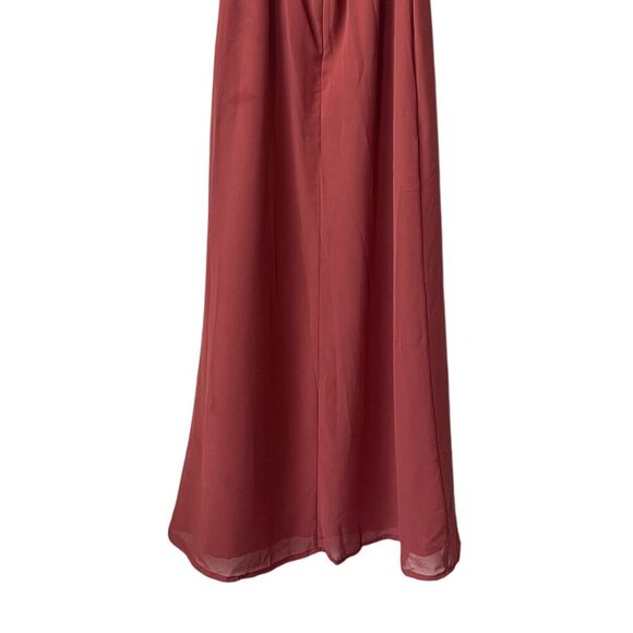 Azazie Manila Bridesmaid Dress Size 6 Rust V-Neck Chiffon Maxi Long Side Slit - Picture 9 of 12